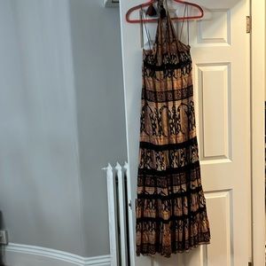 Free People maxi dress backless halter with black eyelet lace